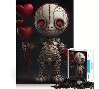 Rompecabezas de San Valentín con diseño de muñeco vudú 1000 Piezas Juguete de construcción Focus Ajuste Firme Montaje Seguro Juguete de Entretenimiento para Interiores (38x26cm)