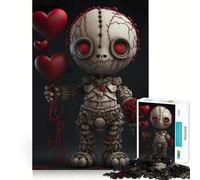 Rompecabezas de San Valentín con diseño de muñeco vudú 1000 Piezas Juguete de construcción Focus Building Toy Ajuste Huecos Actividad gratificante para días lluviosos (38x52cm)