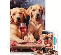 Rompecabezas de San Valentín con labradores,1000 Piezas,para Adolescentes Diversión para estimular la Mente Manualidad de Corte de Alta precisión Actividad Relajante para desconectar (50x75cm)