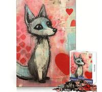 Rompecabezas de San Valentín: Zorro Gris Enamorado, 1000 Piezas, para ejercitar la Mente, Entretenimiento Agradable, Corte preciso, Regalo de cumpleaños (38x26cm)