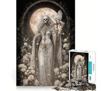 Rompecabezas de Santa Muerte Blanca con Búho y Rosas 1000 Piezas diversión Garantizada tecnología Avanzada de Corte láser Juguete de Entretenimiento para Interiores (50x75cm)