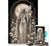 Rompecabezas de Santa Muerte Blanca con Búho y Rosas 1000 Piezas Juguete Creativo componentes Resistentes y de Corte Limpio Ideal para Viajar Juego Mental Regalo (38x52cm)