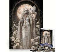 Rompecabezas de Santa Muerte Blanca con Búho y Rosas para Adolescentes, 1000 Piezas, Capacidad de Concentración, Ocio Relajante, Bien Encajado, (38x26cm)