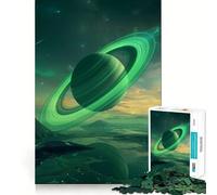Rompecabezas de Saturno con Anillos Verdes de 1000 Piezas para Adolescentes Juguete de lógica, Sencillo y Divertido Bordes Suaves Regalo Elegante (50x75cm)