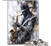 Rompecabezas de saxofón al óleo para Adolescentes, Juguetes adictivos para estimular la Inteligencia Cerebral y Decorar el hogar 26x38cm