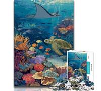 Rompecabezas de Sea World para Adultos y Adolescentes, 1000 Piezas, Juguetes educativos para familias con póster y Hoja de Trivia (38x26cm)