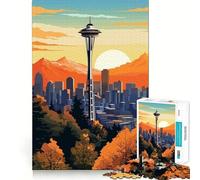 Rompecabezas de Seattle, Washington, 1000 Piezas para Adolescentes Mejora la Memoria, Tiempo de relajación, Bordes precisos, Regalo Creativo (38x52cm)