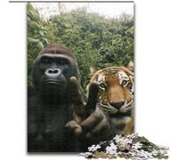 Rompecabezas de selfis de chimpancé y Tigre para Adolescentes, 1000 Piezas, Ideal para familias, para Disfrutar en casa, Regalo de cumpleaños o de Viaje (50x75cm)