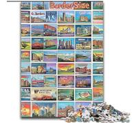 Rompecabezas de Sellos Postales Antiguos, Collage de cartón, Rompecabezas para Adultos, 26x38cm, Entretenimiento Relajante, Navidad y decoración del hogar