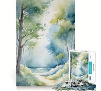 Rompecabezas de Sendero Forestal en Acuarela para Adolescentes 1000 Piezas diversión Que estimula la Mente componentes Resistentes y de Corte Limpio Actividad para Compartir en Familia (50x75cm)