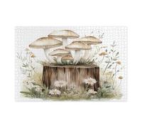 Rompecabezas de setas de acuarela para adultos, 1000 piezas, divertidos rompecabezas de madera con plantas de flores silvestres, bonita decoración impresa botánica para entretenimiento creativo