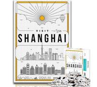 Rompecabezas de Shanghái China para Adultos y Adolescentes, Ideal para Pasar el rato en casa con Piezas aleatorias entrelazadas de 38x26cm