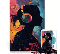 Rompecabezas de Silueta con Auriculares y Notas Musicales para Adultos, 1000 Piezas Refuerza la Memoria Divertido y Relajante Bordes de Calidad Un Regalo Encantador 38x26cm