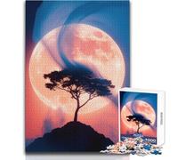 Rompecabezas de Silueta de árbol contra la Luna Llena para Adultos, 1000 Piezas, Aprendizaje Interactivo, Actividad Divertida, Regalo conmovedor e inolvidable, tamaño 38x52cm
