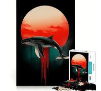 Rompecabezas de Silueta de Ballena con Sol Rojo para Adolescentes 1000 Piezas Mejora la Capacidad Mental Juego de tamaño Uniforme Piezas precisas Actividad Nocturna Divertida en Familia (38x52cm)