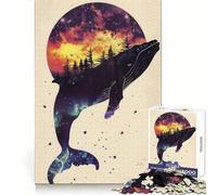 Rompecabezas de Silueta de Ballena y Galaxia de 1000 Piezas para Adolescentes Agilidad Mental Pasatiempo Relajante Ensamble Seguro Regalo Ideal de Navidad (38x52cm)