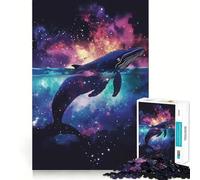 Rompecabezas de Silueta de Ballena y Galaxia para Adolescentes 1000 Piezas Mejora la Capacidad Mental Juego tamaño Uniforme Piezas precisas Actividad Nocturna Divertida en Familia (38x52cm)