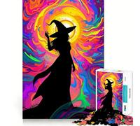 Rompecabezas de Silueta de Bruja para Adolescentes,1000 Piezas,Juego para desarrollar la Mente,Cortado con láser para un Tiempo de relajación Ejercicios mentales en casa (50x75cm)