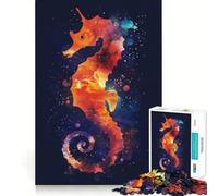 Rompecabezas de Silueta de Caballito de mar y Galaxia de 1000 Piezas para Adultos Juguete Inteligente para el hogar Bordes Lisos Artículo de colección (50x75cm)