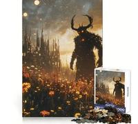 Rompecabezas de Silueta de Demonio en un Campo para Adolescentes, 1000 Piezas, Juego de lógica, diversión en Interiores, Pieza de colección de Arte de Bordes precisos 38x26cm
