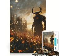Rompecabezas de Silueta de Demonio en un Campo para Adolescentes, 1000 Piezas, Juego de lógica, diversión en Interiores, Pieza de colección de Arte de Bordes precisos 38x26cm