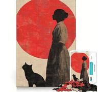 Rompecabezas de Silueta de Mujer y Gato para Adolescentes, 1000 Piezas, Actividad para ejercitar la Mente en casa, Bordes precisos, Regalo Festivo 50x75cm