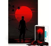 Rompecabezas de Silueta de Ninja con Luna roja, 1000 Piezas, para Adolescentes, para Mejorar la Memoria, Tiempo Libre, Corte sólido, artículo de Santa Claus 38x52cm