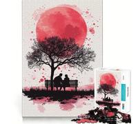 Rompecabezas de Silueta de Pareja bajo la Luna roja para Adolescentes, 1000 Piezas, Juguete Inteligente, Tiempo Libre, Corte preciso, Regalo de Temporada 50x75cm