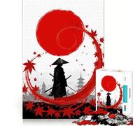 Rompecabezas de Silueta de samurái con Sol Rojo y Hojas para Adolescentes, 1000 Piezas, estimula la Memoria, diversión Relajante, Corte Premium, Regalo Elegante (50x75cm)
