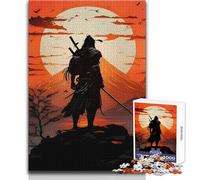 Rompecabezas de Silueta de samurái contra el Sol Naciente, 1000 Piezas para Adolescentes, Juego de Aprendizaje de Pensamiento estratégico, Regalo Ideal para Cualquier Evento, tamaño 38x52cm