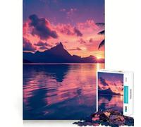 Rompecabezas de Siluetas de Atardecer Sereno para Adolescentes, 1000 Piezas Fortalece la Memoria Pasatiempo Tranquilo Borde de Calidad Regalo Festivo (38x26cm)