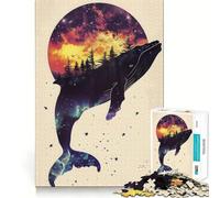Rompecabezas de Siluetas de Ballenas y Galaxias 1000 Piezas Juego de concentración Mental diseño Ajustado sin Huecos desafío Cerebral Interactivo para el hogar (50x75cm)