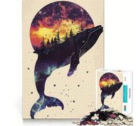 Rompecabezas de Siluetas de Ballenas y Galaxias 1000 Piezas Juguete para desarrollar la Capacidad cognitiva Superficie Lisa y sin Rebabas Actividad Relajante para Grupos en Interiores (38x26cm)