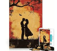 Rompecabezas de Siluetas de Pareja al Atardecer para Adolescentes, 1000 Piezas, Juguete para ejercitar la Mente, Actividad para el hogar, decoración de Pared con Corte de precisión 38x52cm