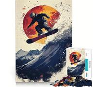 Rompecabezas de Siluetas de Snowboarders de 1000 Piezas para Adolescentes Fortalece la Memoria Divertido y Relajante Bordes Suaves Lista de Deseos de Papá Noel (50x75cm)