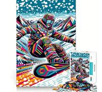 Rompecabezas de Snowboard WPAP Pop Art de 1000 Piezas para Adolescentes, Juego de lógica, Tiempo cálido, Pieza de colección de Arte de Corte preciso (38x26cm)