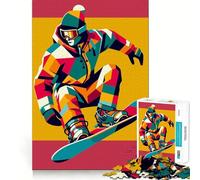 Rompecabezas de Snowboard WPAP Pop Art para Adultos, 1000 Piezas, fortalecen la Memoria, alivian la ansiedad, Bordes Suaves, cálida Sorpresa (50x75cm)