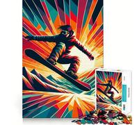 Rompecabezas de Snowboard WPAP Sunset de 1000 Piezas para Adolescentes, Juego de lógica, Tiempo cálido, Pieza de colección de Arte de Corte preciso (38x52cm)