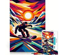 Rompecabezas de Snowboard WPAP Sunset de 1000 Piezas para Adultos Juego Mental Pasatiempo en casa Bordes limpios Un Regalo Encantador (38x52cm)
