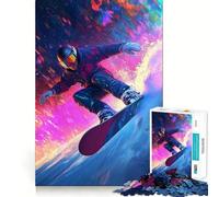 Rompecabezas de Snowboarder con Efecto neón de 1000 Piezas para Adolescentes Juguete de lógica Fina, fácil de Usar, Ideal para el Ocio, con Bordes limpios, Festivales (38x26cm)