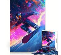 Rompecabezas de Snowboarder con Efecto neón de 1000 Piezas para Adolescentes Juguete de lógica Fina, fácil de Usar, Ideal para el Ocio, con Bordes limpios, Festivales (38x26cm)