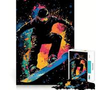 Rompecabezas de Snowboarder en acción de 1000 Piezas para Adultos Juguete Intelectual para Relajarse y calmar Corte preciso Artículo de Santa Claus (38x26cm)
