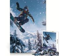 Rompecabezas de Snowboarder en Vuelo de 1000 Piezas para Adolescentes Juguete de lógica Fina, fácil de Usar, Ideal para el Ocio, con Bordes limpios, Festivales (38x26cm)