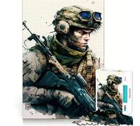 Rompecabezas de Soldado de 1000 Piezas para Adolescentes Juguete de lógica Fina, Divertido y Relajante Decoración de Pared con Bordes limpios (50x75cm)