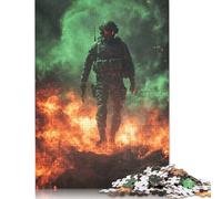Rompecabezas de Soldado en Llamas, decoración única para el hogar, 100% cartón Reciclado, Día del Niño, 1000 Piezas (75 x 50 cm)