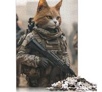 Rompecabezas de Soldado Gato, Rompecabezas Rectangular de Papel Entrelazado preciso para Adultos y niños, 1000 Piezas (38 x 26 cm)