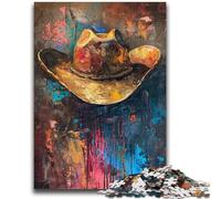 Rompecabezas de Sombreros de Vaquero para Adultos (1000 Piezas), desafiante, Pero Divertido y Divertido Juego Educativo para cumpleaños (38x26cm)