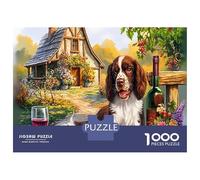 Rompecabezas de Springer Spaniel de 1000 Piezas, con Brittany Spaniel, Escenario de Jardín Juguetón para Adultos, Diversión para Casa, Actividad y Juego Extremadamente Difícil, 70x50cm