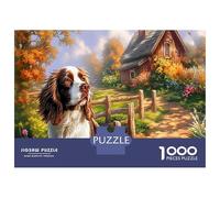 Rompecabezas de Springer Spaniel de 1000 Piezas, Papel Reciclado para Brittany Spaniels, Entorno Campestre Soleado, Juego Educativo para Adultos y Niños, Antiestrés y Actividad para Casa, 52x38cm