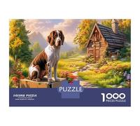 Rompecabezas de Springer Spaniel de 1000 Piezas, para Brittany Spaniels, Escena de Jardín Vibrante, Juego Divertido y Retador para Adultos, Diversión Familiar y Decoración de Pared, 52x38cm